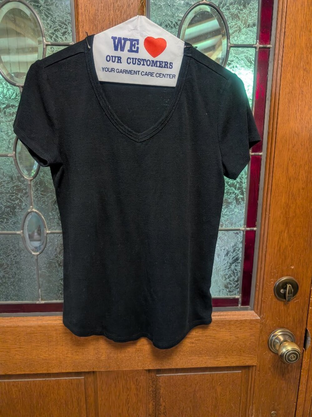Womens Black tee, size Small